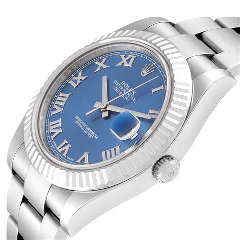 rolex datejust 2 blue dial fluted bezel|rolex datejust 41mm blue dial.